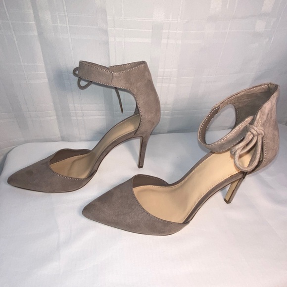 Forever 21 Women's tan suede pumps heels with ankle strap lace tie size 9 - Picture 14 of 14